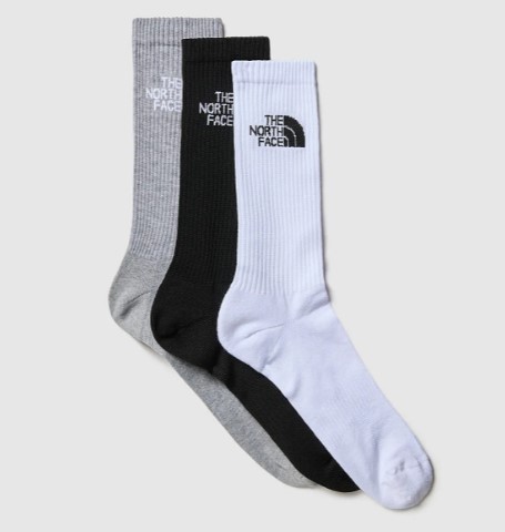 סט 3 גרבי טיולים MULTI SPORT CUSH CREW SOCK 3P שחור/אפור/לבן - The North Face