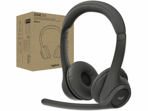אוזניות Logitech Zone 305 981-001453 Black 2.4GHZ/BT Bundle UC לוג'יטק במלאי