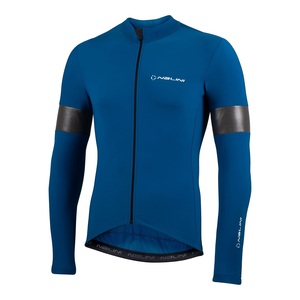 חולצה ארוכה לרכיבת אופניים לגברים WARM REFLEX JERSEY כחול  מחממת ומנדפת אלסטית וטכנית מאוד