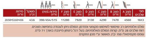סולם מתארך, סולם CE 16x3, סולם שחיל ג', סולם אלומיניום, סולם 11.28 מטר, סולם עבודה בגובה, סולם בטיחותי