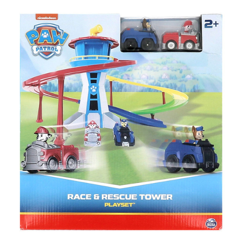 מגדל תצפית עם מסלול גלישת במדרון כפול ושני רכבים ממתכת של מרשל וצ'ייס