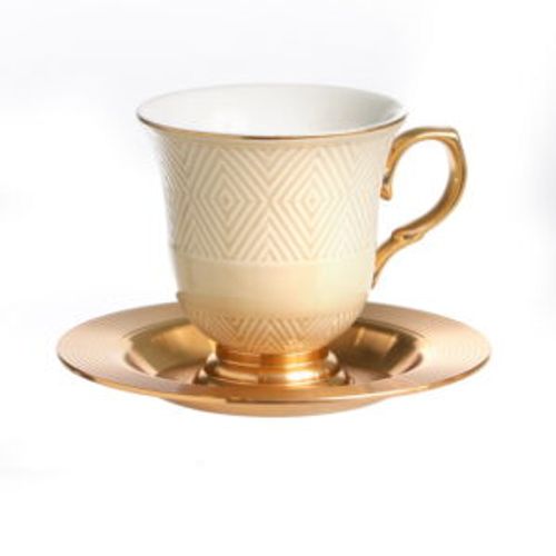 סט 6 ספל ותחתית 200 מ”ל פורצלן פס ועיטור זהב