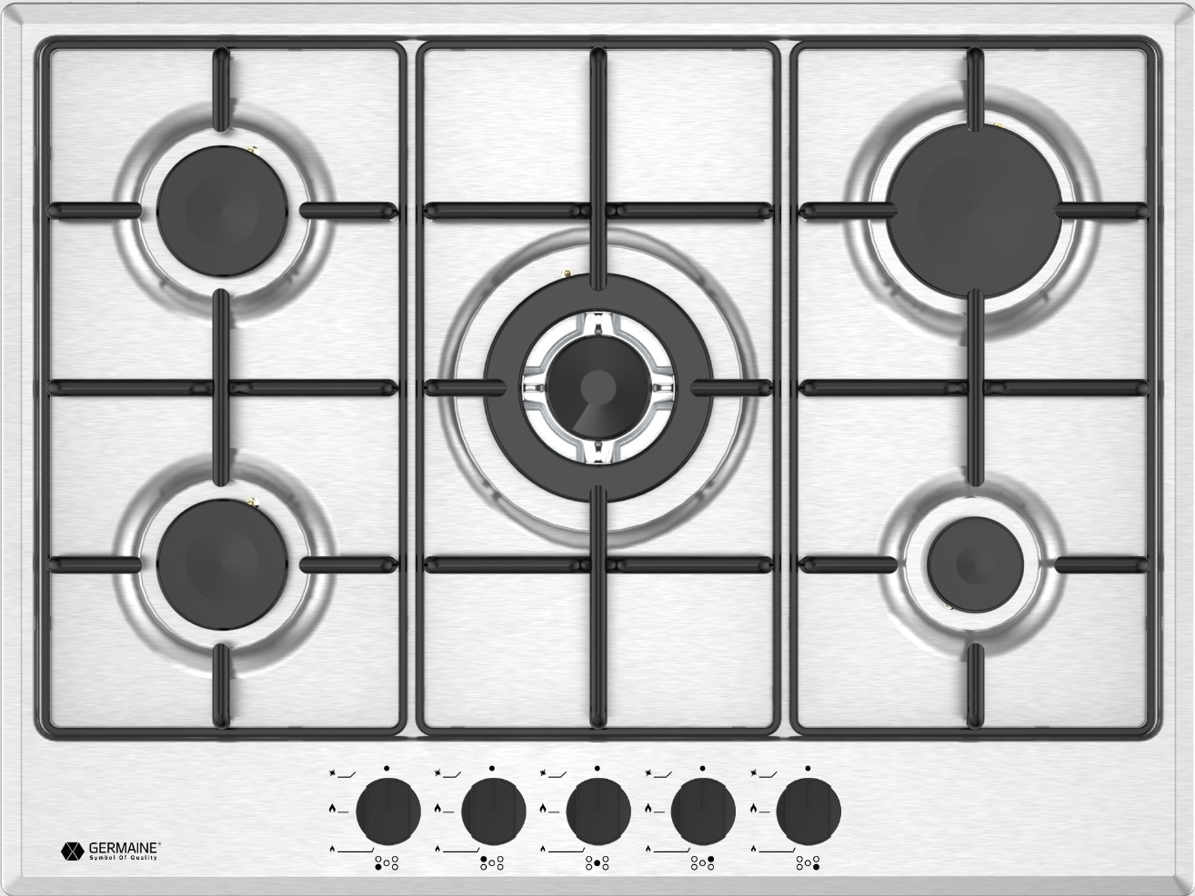 כיריים גז 5 להבות נירוסטה Germaine GER-HOB-5-ZONE-IX