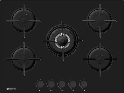 כיריים גז 5 להבות זכוכית שחורה Germaine GER-HOB-4-ZONE-GLB