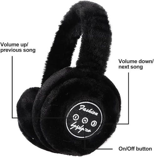 מחממי אזניים אוזניות בלוטוס Bluetooth Earmuffs - שחור