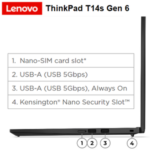 מחשב נייד Lenovo ThinkPad T14s Gen6 Snapdragon 14"-TOUCH-X1E-32GB-1TB-5G-W11p