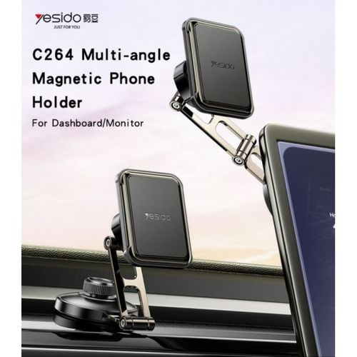 מעמד לרכב MAGSAFE מתכת 6 יחידות מגנטים חזק ומסתובב זרוע רב זווית מחזיק טלפון מגנטי YESIDO C264