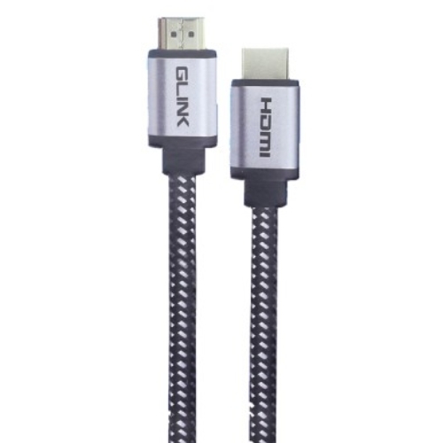 כבל GLINK HDMI 2.0 שחור באורך 10 מטר עם מחברים מוזהבים, שזירת בד ותמיכה ב-4K ULTRA HD