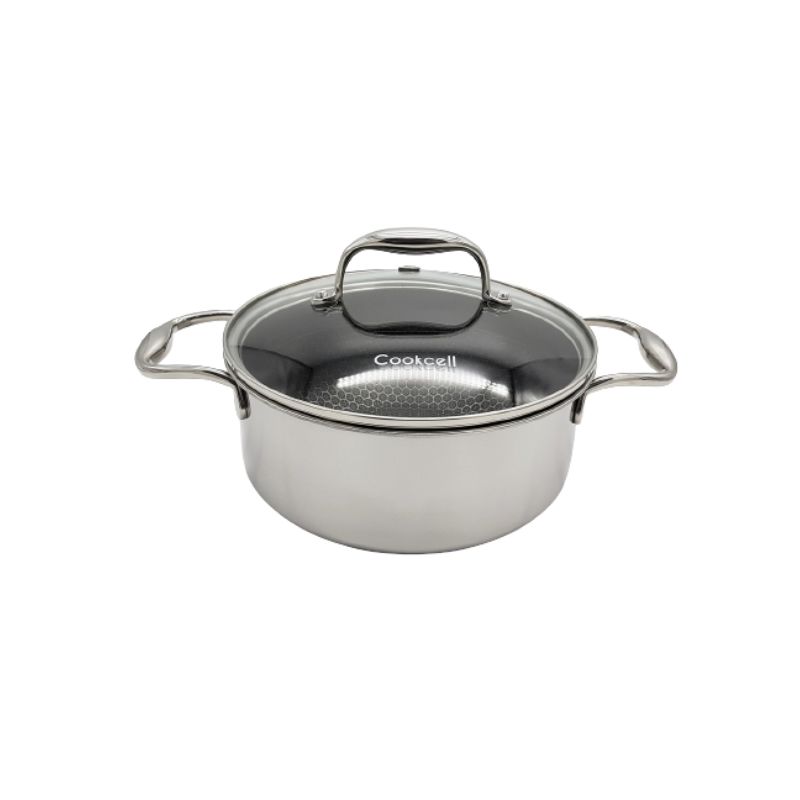 סיר נירוסטה 26 ס"מ 7 ליטר Cookcell היברידי - טכנולוגיית תאי חום לבישול בריא ומקצועי