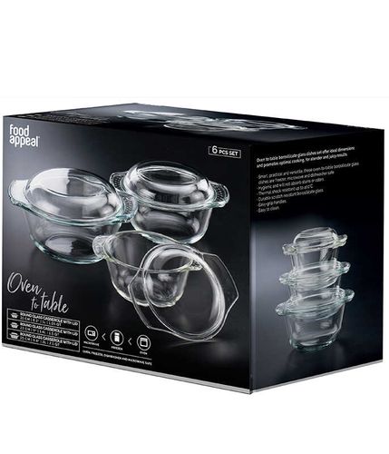 סט 3 סירי זכוכית OVEN TO TABLE