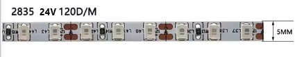 סרט לדים גמיש, 24V, צר במיוחד, רק 5ממ, 120 לדים למטר. כחול
