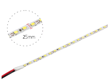 סרט לדים גמיש, 24V, צר במיוחד, רק 5ממ, 120 לדים למטר. לבן חם