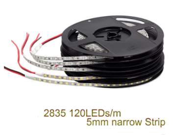 סרט לדים גמיש, 24V, צר במיוחד, רק 5ממ, 120 לדים למטר. לבן חם