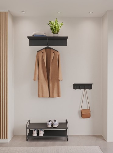 מתלה 4 קולבים עם מדף A-Shelf - שחור