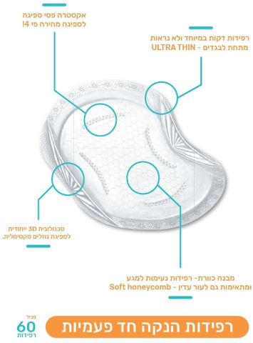 רפידות הנקה חד פעמי-60 יחידות BIAMBA PUMP רפידות הנקה חד פעמי-60 יחידות BIAMBA PUMP