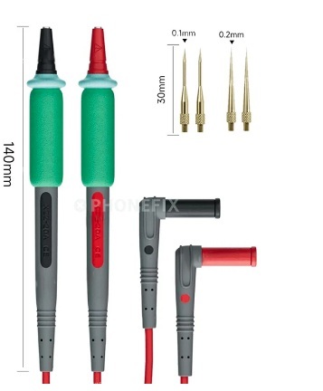סט פרוב SMD איכותי עם קצוות מתברגים, דקים במיוחד וקשיחים.  1000V/20A