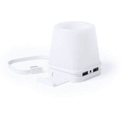 מעמד לעטים ולנייד עם מטען USB ותאורת LED אחורית