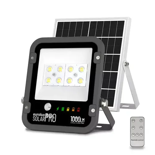 פנס הצפה + עבודה, נטען סולארי שחור 1000 לומנים IP65 אור חם LifePO4 מקצועי יורולוקס 
