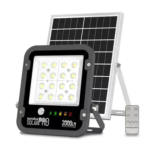 פנס הצפה + עבודה + חרום, נטען סולארי/USB שחור 2000 לומנים IP65 אור קר LifePO4 מקצועי יורולוקס 
