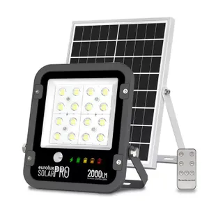 פנס הצפה + עבודה + חרום, נטען סולארי/USB שחור 2000 לומנים IP65 אור קר LifePO4 מקצועי יורולוקס