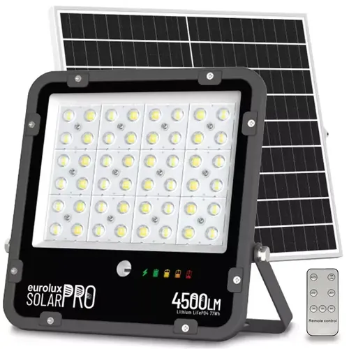 פנס הצפה + עבודה + חרום, נטען סולארי/USB שחור 4500 לומנים IP65 אור חם LifePO4 מקצועי יורולוקס 
