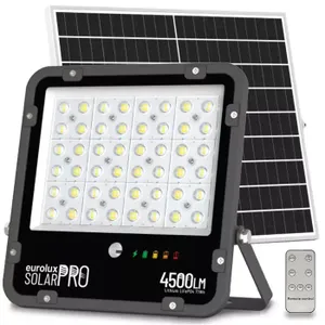פנס הצפה + עבודה + חרום, נטען סולארי/USB שחור 4500 לומנים IP65 אור חם LifePO4 מקצועי יורולוקס