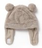 כובע חורף פאדג' עם בטנה מחממת, פונפונים וכיסוי אוזניים מידה 6-12 - מוקה
