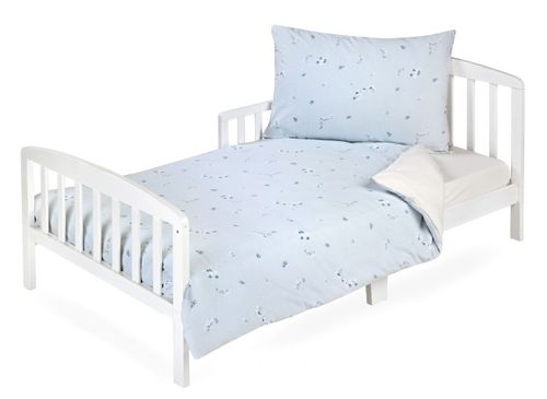 סט מצעים 3 חלקים למיטת מעבר מבד 100% כותנה - עלים כחולים