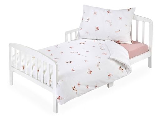 סט מצעים 3 חלקים למיטת מעבר מבד 100% כותנה - פרפרים ורודים