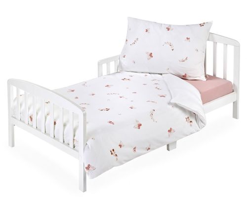 סט מצעים 3 חלקים למיטת יחיד מבד 100% כותנה - פרפרים ורודים