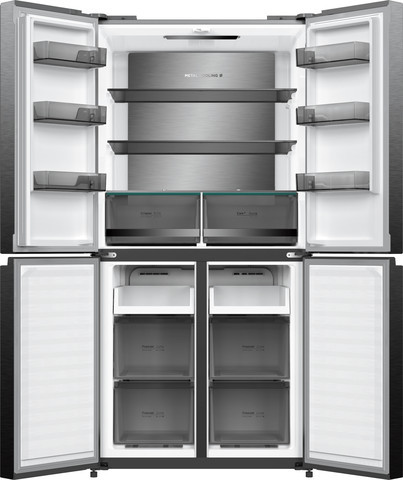 מקרר 4 דלתות 503 ליטר נטו Electra EL5510GBL עם מפסק תאורה - גימור זכוכית שחורה אלקטרה