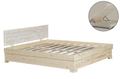 מיטה וחצי מעץ + ארגז מצעים + ראש מיטה דגם H 637