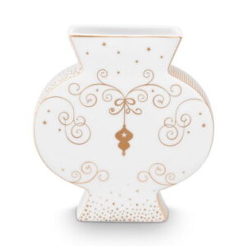  אגרטל שטוח זהב לבן Royal Winter White