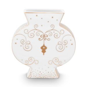  אגרטל שטוח זהב לבן Royal Winter White