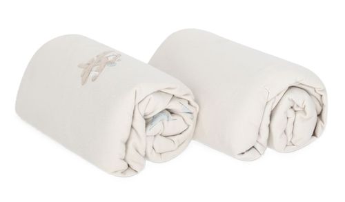 זוג סדינים לעריסת תינוק 100% כותנה ג'רזי מקולקציית וינטג' - אבן