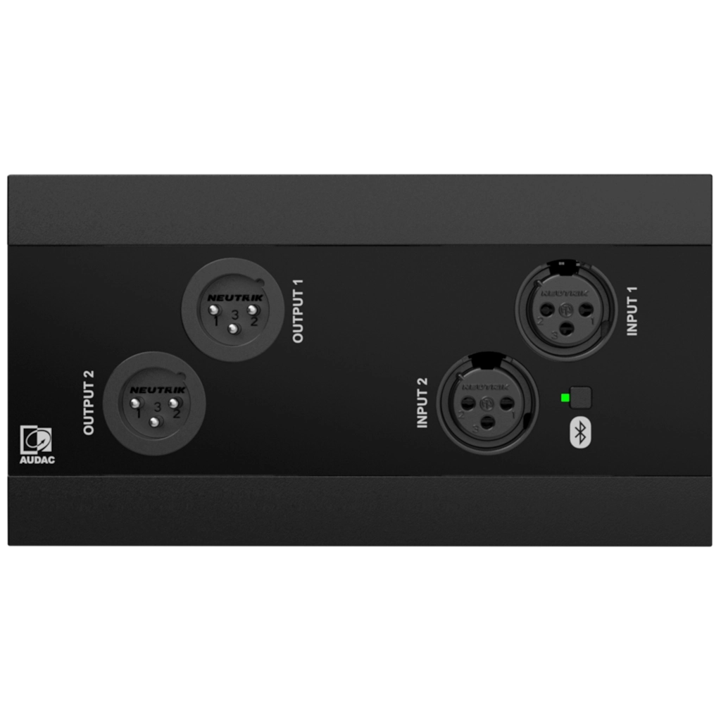 פאנל כניסה ויציאה לרשת - 2 XLR כניסה ויציאה + BT (4x2 CH) גרסה לבנה AUDAC NWP222/W