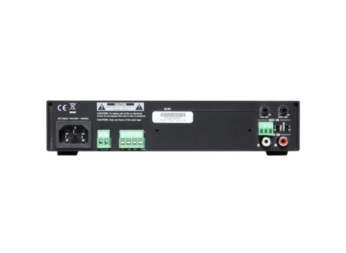 מגבר כריזה כולל כניסת מיק וכניסת סטריאו  80W @70/100V/4Ω AUDAC COM108