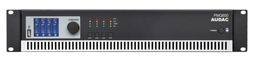 מגבר DSP ארבע ערוצים  שנאי קו WaveDynamics™ בן 4 ערוצים 70/100V AUDAC PMQ600 4 x 600W