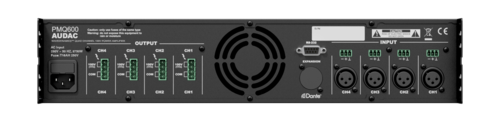 מגבר DSP ארבע ערוצים  שנאי קו WaveDynamics™ בן 4 ערוצים 70/100V AUDAC PMQ600 4 x 600W