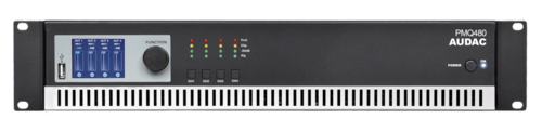 מגבר DSP ארבע ערוצים  שנאי קו WaveDynamics™ בן 4 ערוצים 70/100V AUDAC PMQ480 4 x480W
