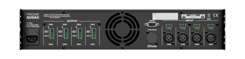מגבר DSP ארבע ערוצים  שנאי קו WaveDynamics™ בן 4 ערוצים 70/100V AUDAC PMQ480 4 x480W