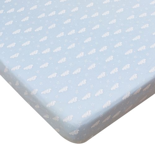 סדין מעוצב ללול תינוק / מיטת מטר 100% כותנה טריקו - תכלת עננים