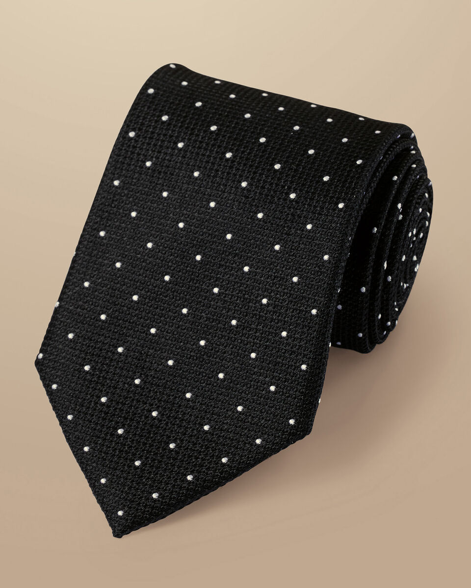 עניבה דוחה כתמים Spot Silk Tie - Black- Stain Resistant