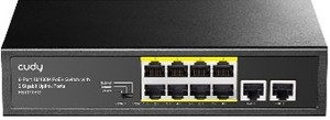 HUB CUDY 8 PORT POE 10/100M+2 GIGABIT UPLINK PORT FS1010PG-IL הספק W120  רכזת רשת 