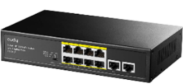 HUB CUDY 8PORT 10/100M POE +SWITH 2 UPLINK PORT 120Wהספק FS1010P-IL רכזת רשת 