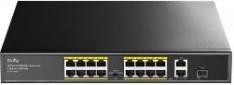 HUB CUDY 16 PORT 10/100M POE+SWITCH+  GIGABIT X2   200W הספקUPLINK SFPX1 1018PS1-IL  רכזת רשת 