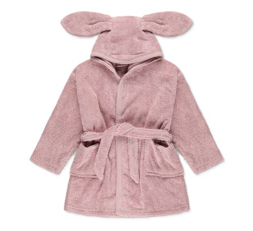 חלוק רחצה עם כובע 100% כותנה - ורוד עתיק (S)