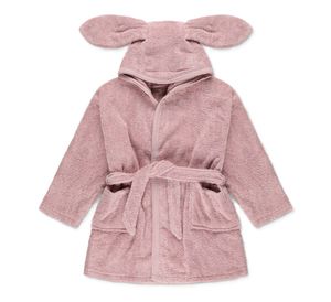 חלוק רחצה עם כובע 100% כותנה - ורוד עתיק (S)