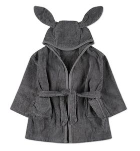 חלוק רחצה עם כובע 100% כותנה - אפור כהה (L)