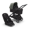 עגלת משולבת Bugaboo Dragonfly בוגבו דרגונפליי שלדה שחורה בד שחור גגון ירוק